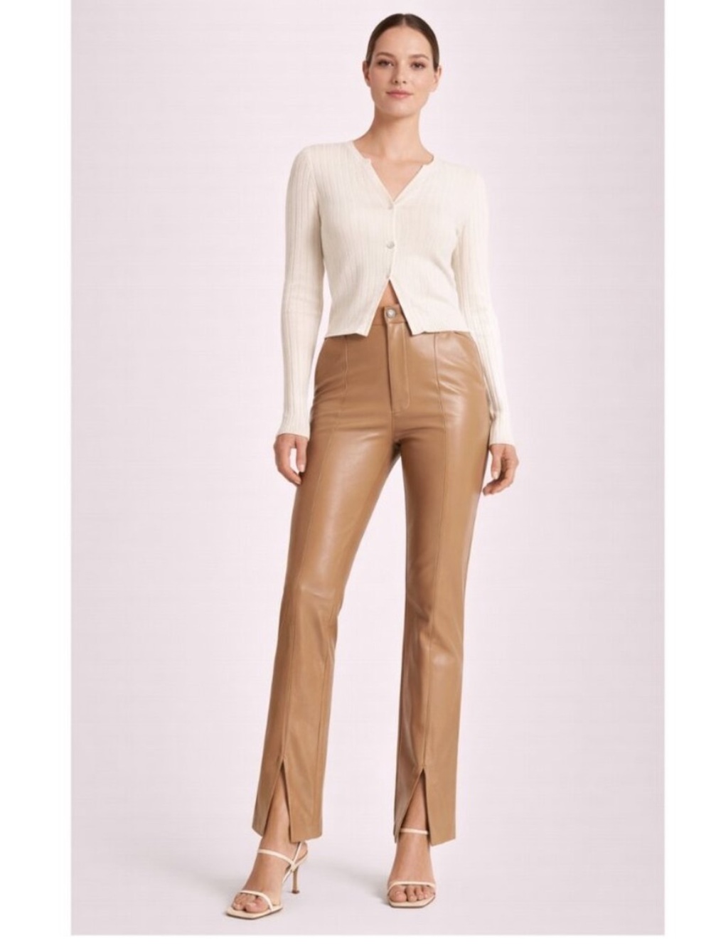 Abercrombie & Fitch Women's Pants Size 30/10 Faux Leather High Rise in Camel Tan